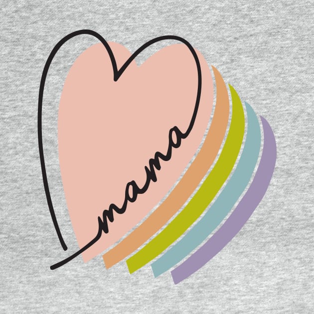 boho rainbow heart mama design line art rainbow heart letters mothers day gift for moms by B*Shoppe